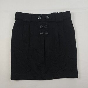 Development Erica Davies Skirt 8 Black Jacquard Wool Blend Button Front Mini